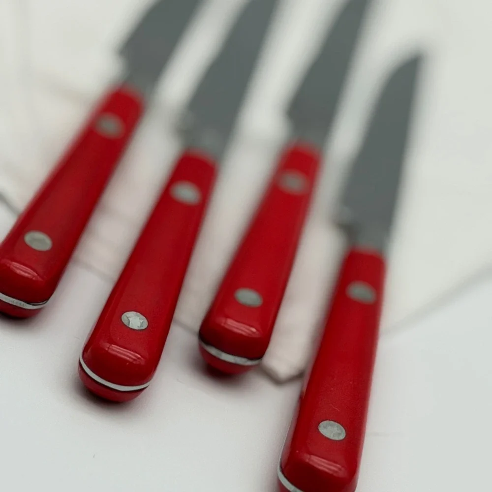 W.F. Mardi Gras Red Steak Knife Set of 4 Stainless Steel Serrated Korea Bistro
